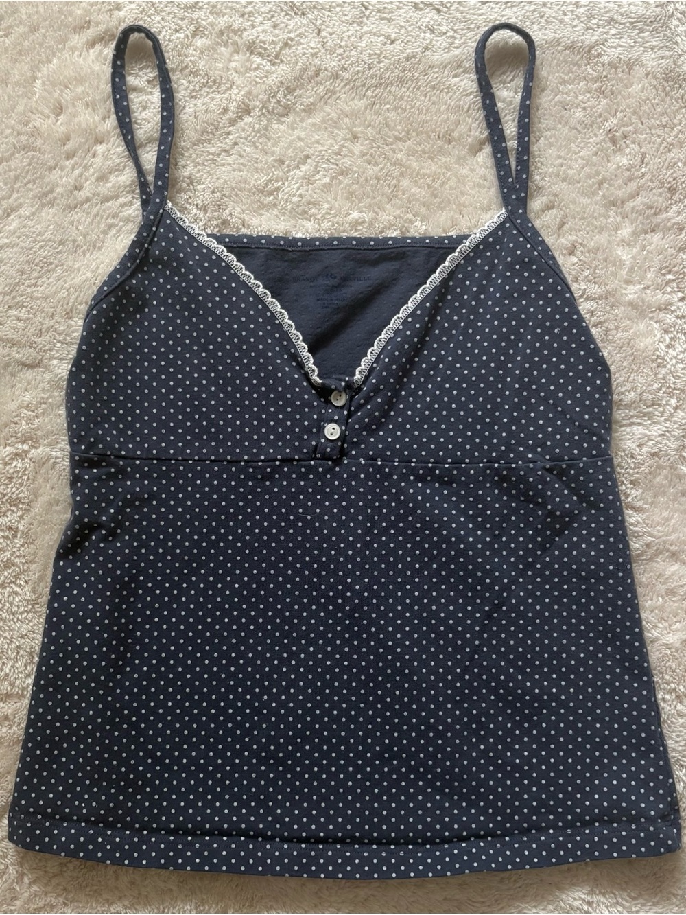 Lucky Brand Navy Polka Dot Camisole with Lace Trim
